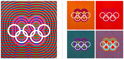 composition with section of Lance Wyman´s logos for Mexico 1968 Olympics, from www.itsnicethat.com/articles/unti-editions-lance-wyman