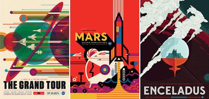 composition with section of posters by NASA, from www.jpl.nasa.gov/visions-of-the-future/about.php