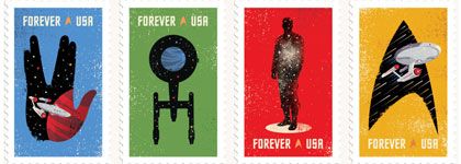 composition with section of post stamps about Star Trek, by Heads of the State, from http://theheadsofstate.com/work/star-trek/