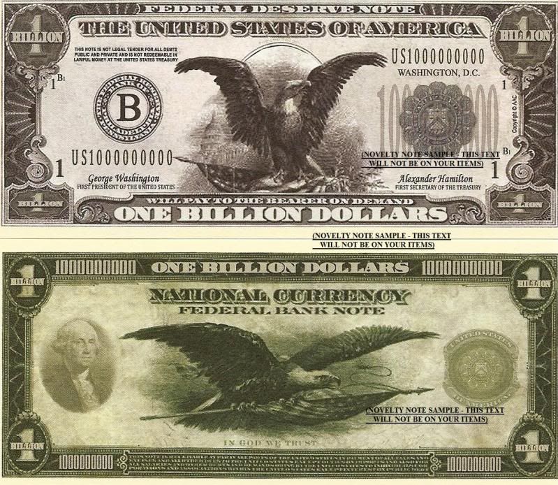 Million Billion Trillion Zillion Gazillion Dollar Bills Set of 10