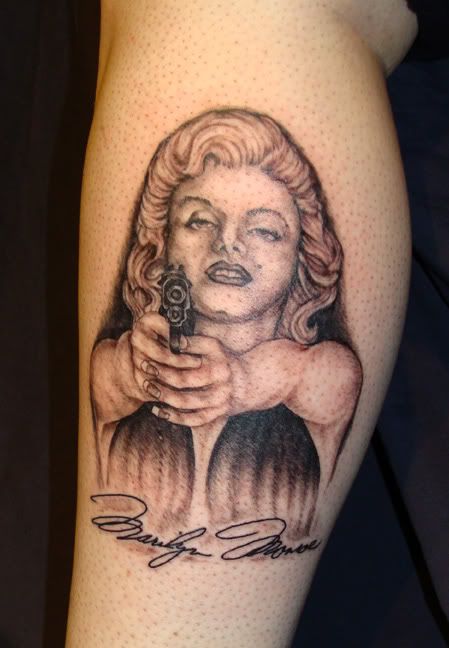 Marilyn Monroe with gun TATTOO