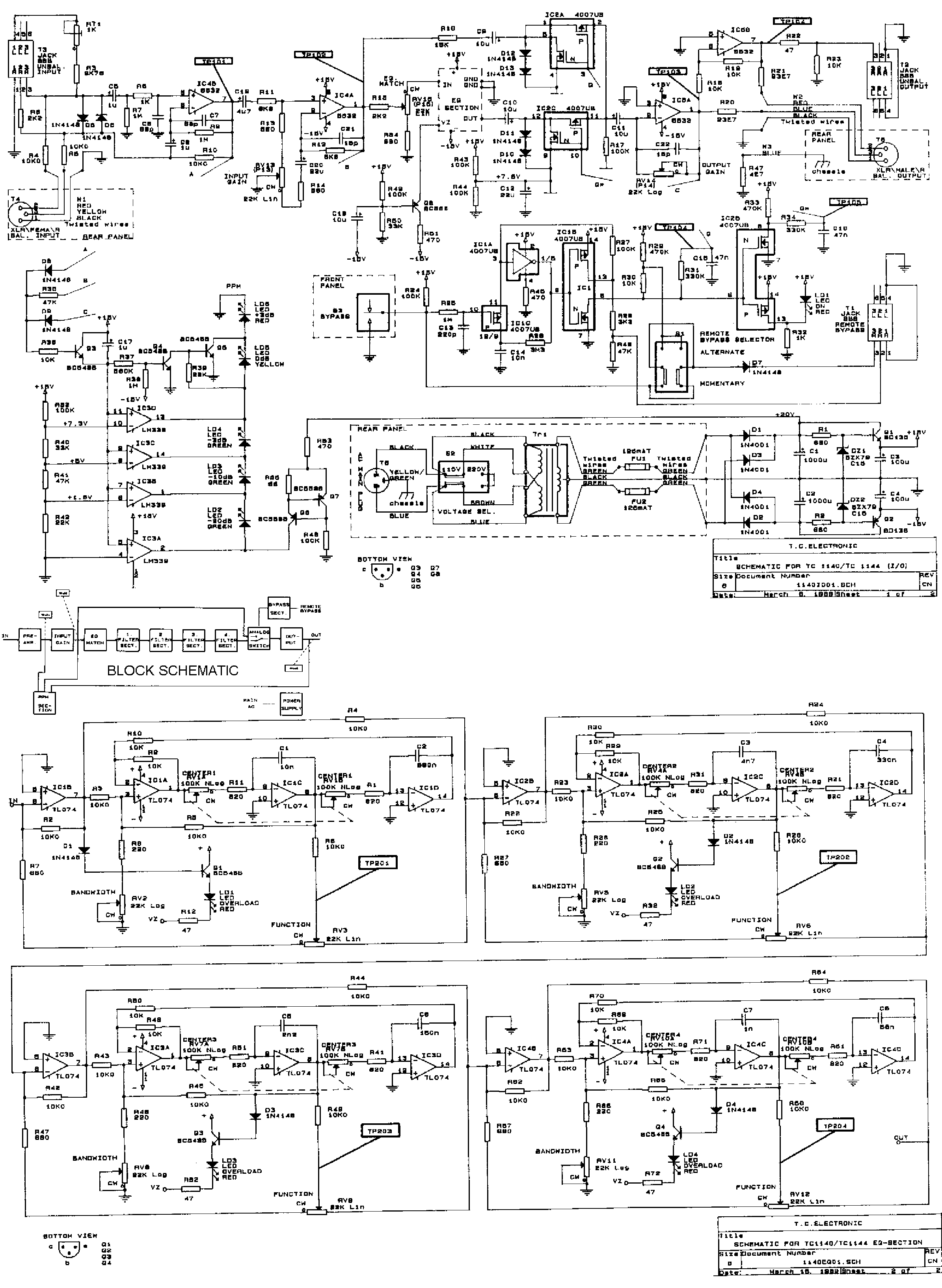 TC2240 PARAMETRIC EQUALIZER/PREAMP Schematic