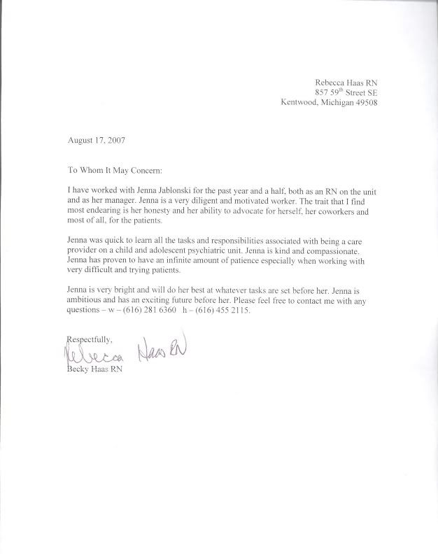 letter of recommendation sample. Letters of Recommendation