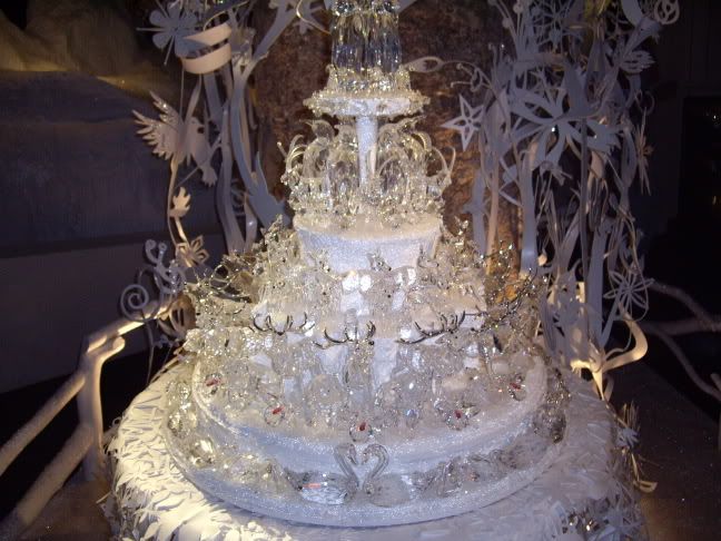  winter wonderland theme going on in one room A Wedding cake made out 