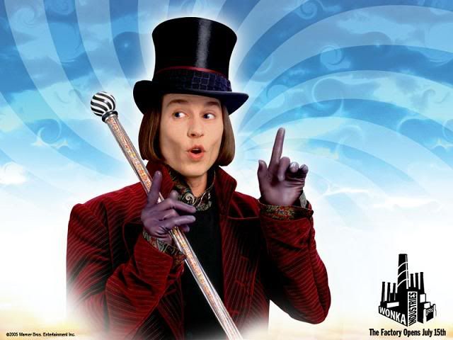 Johnny Depp as Willy Wonka.
