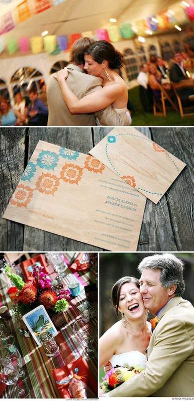 i love the vibrant colors in this wedding the wooden invitations mexican