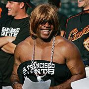 Barry Bonds dressed as Paula Abdul.