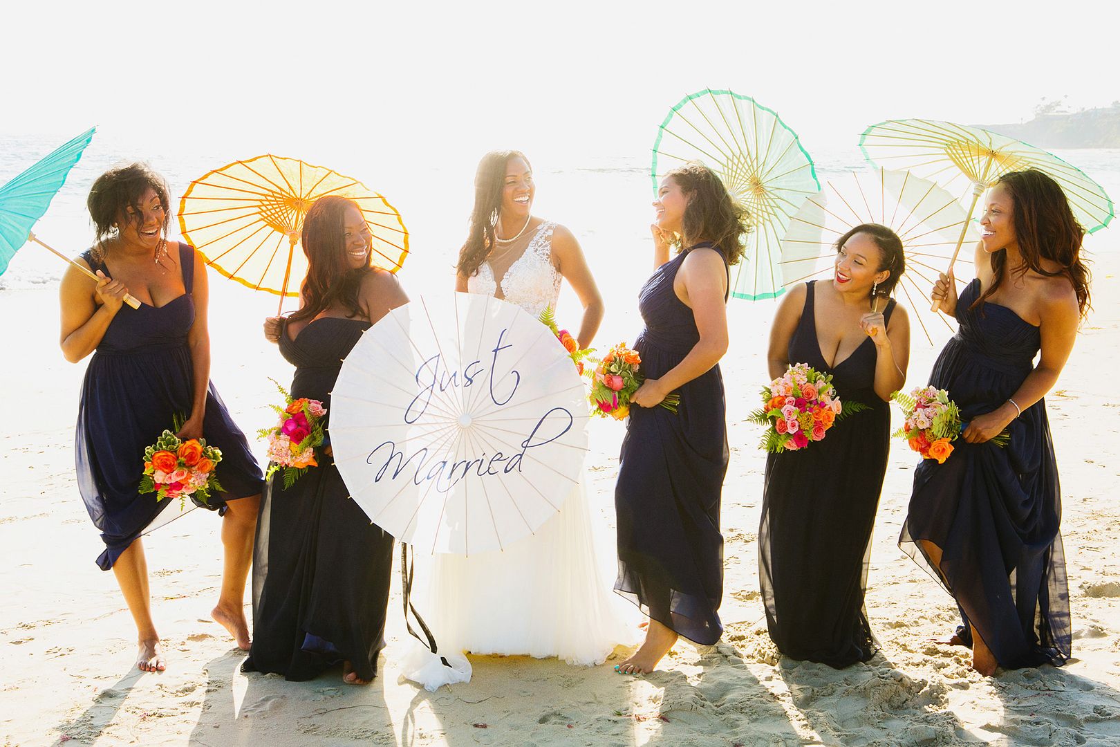 Bridal Party Parasols Beach