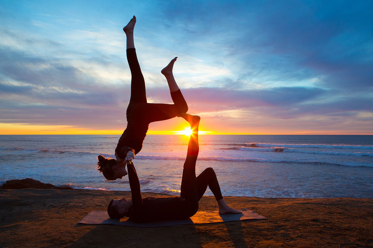 tandem sunset yoga pose san diego