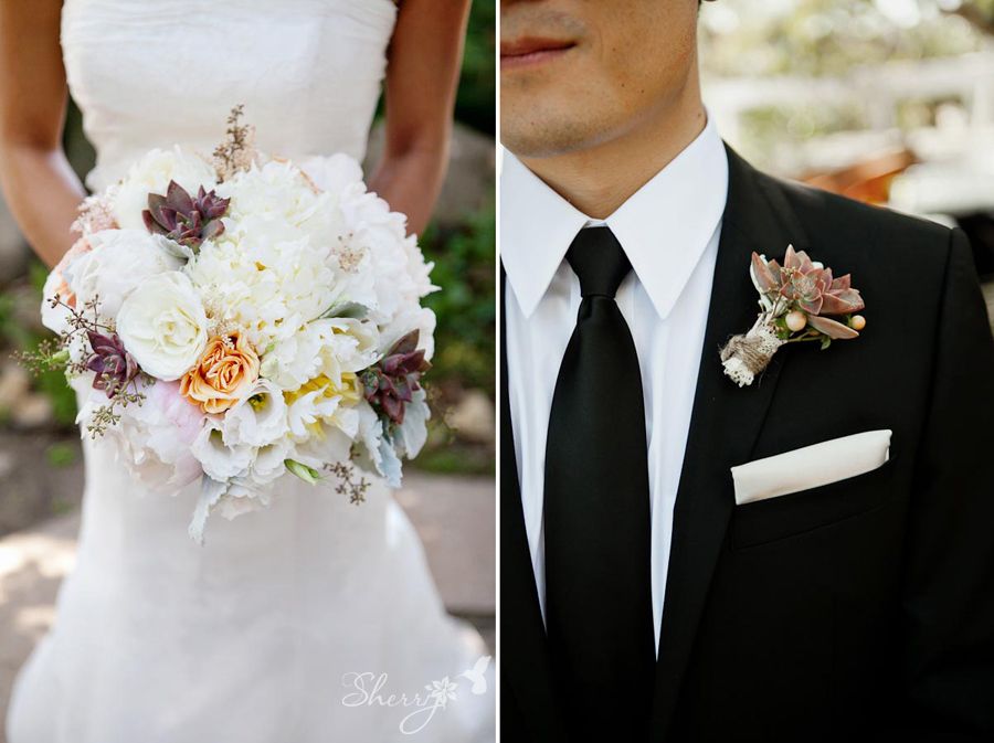 succulent boutinere peony bouquet