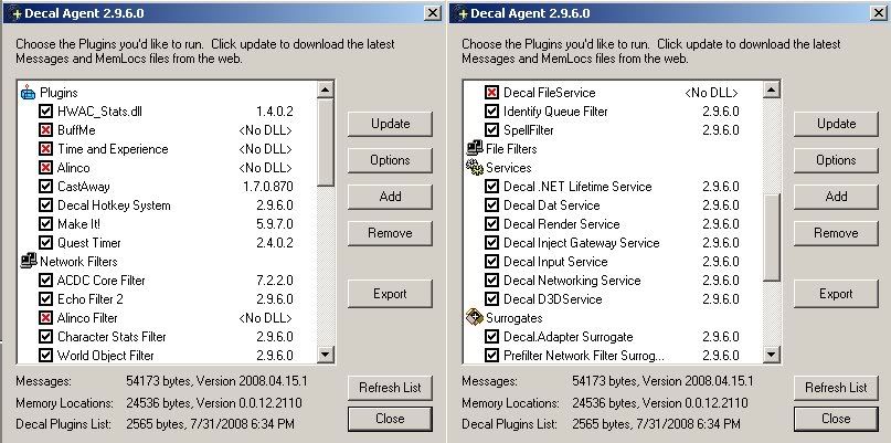 Decal (DenAgent.exe) version: 2.9.6.0