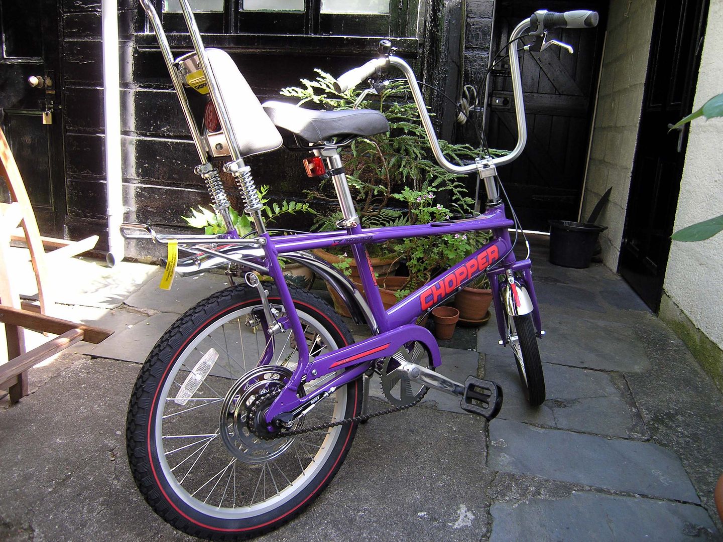 purple chopper bike