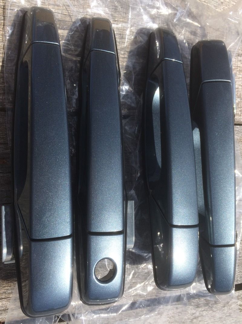 F/S Stealth Gray/Blue Granite Door Handles Chevy Silverado and GMC