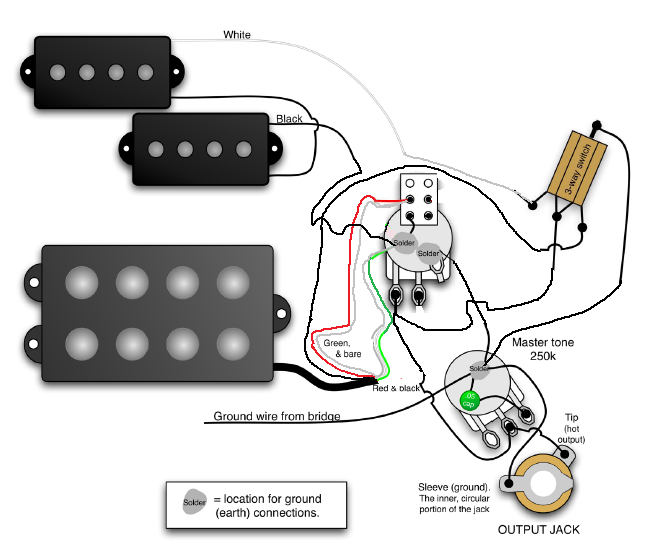 P-bass + musicman humbucker wiring diagram question | TalkBass.com