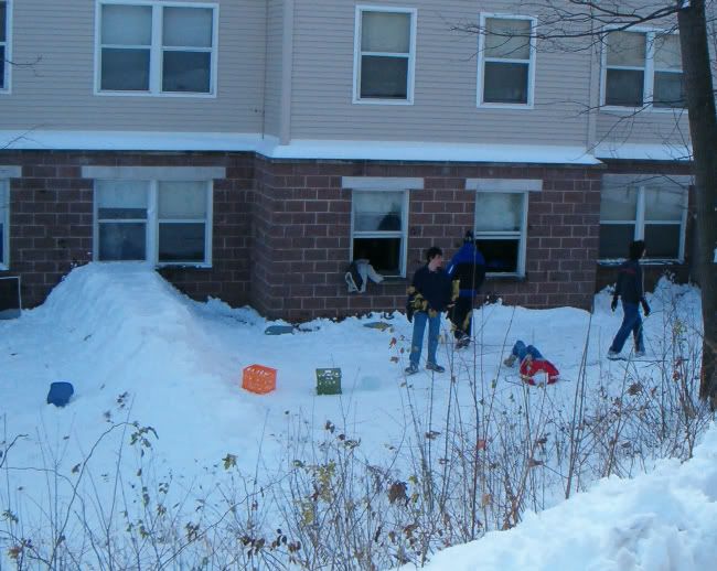 Snow slide in front of Matt and Dan's Room