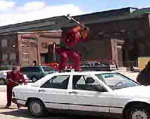 The guys beating the heck out of Patrick Pentland's car!