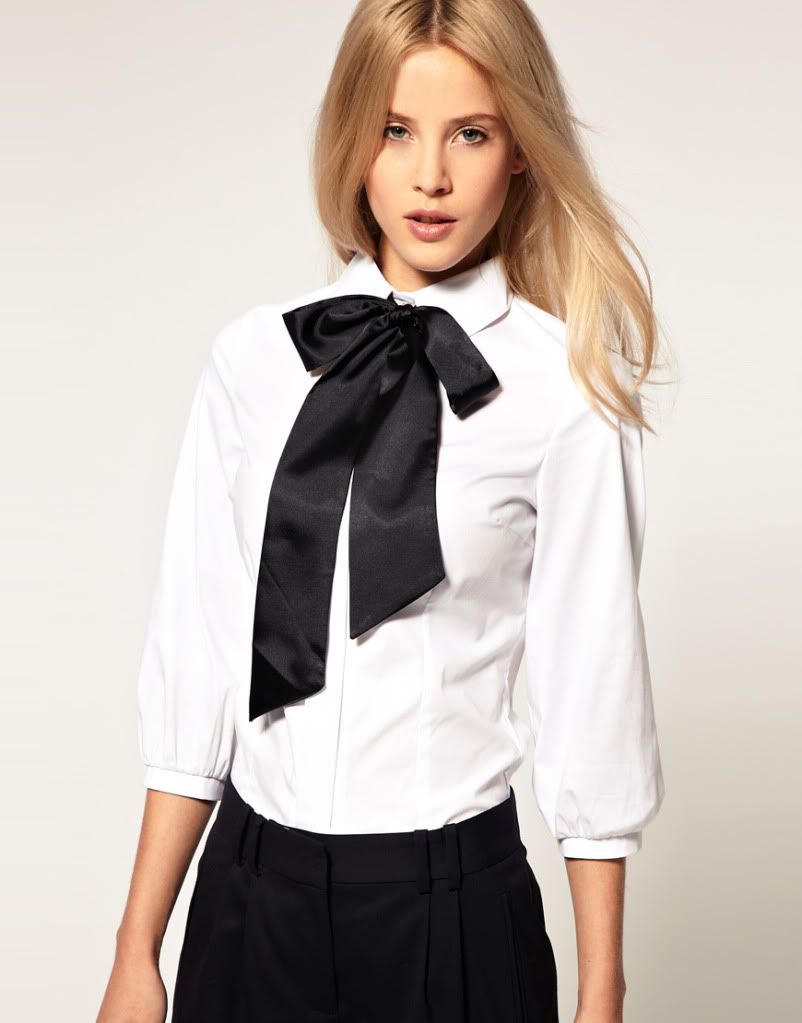 black and white bow blouse