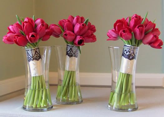tulip and rose wedding bouquets