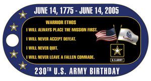 US Army 230th Birthday Logo -- Back