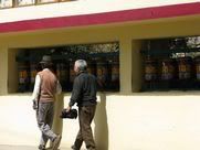 Prayer wheels at the Temple of the Dalai Lama