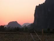  Sun set over the hills in Vang Vieng 