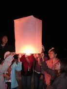 Lighting a flying Latern 