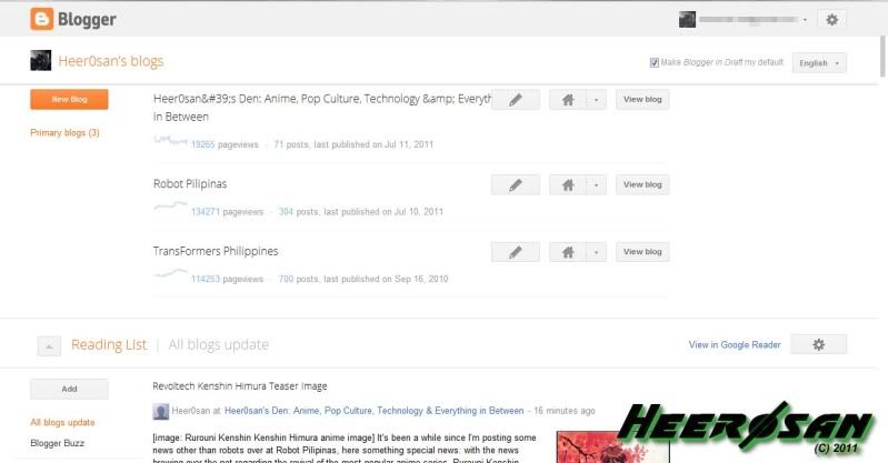 Blogger new dashboard interface image