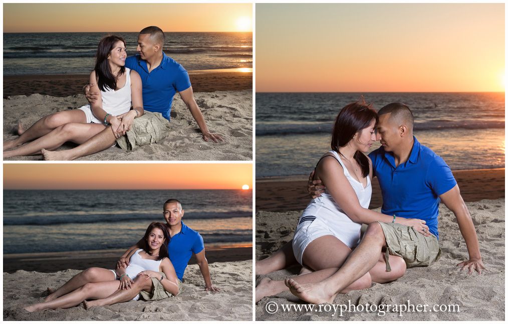 engagement photos with a sunset