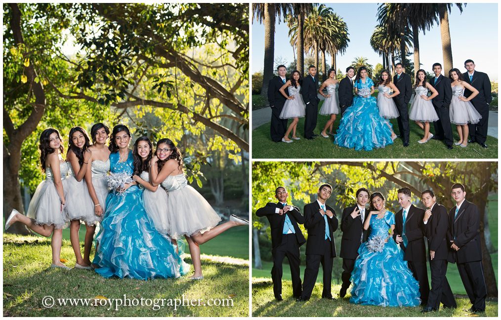 Group photos with the court in a quinceañera