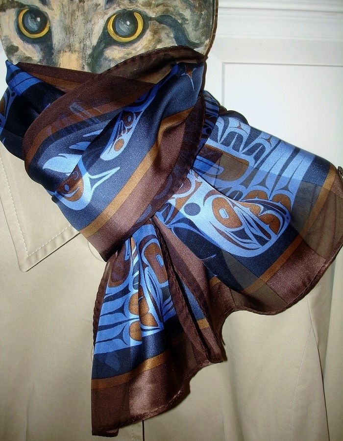 NATIVE AMERICAN PACIFIC NORTHWEST ART RAVENS BIRDS BLUE BROWN SIGNED