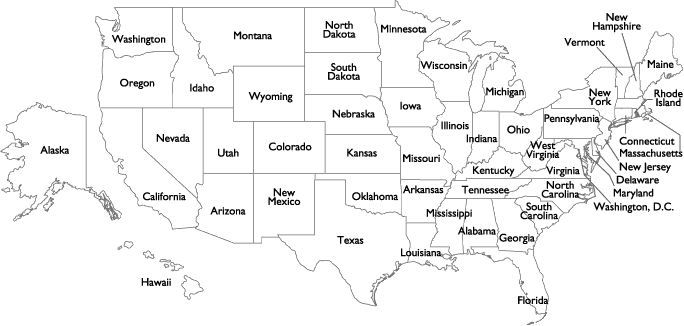Blank Usa Map With States Name