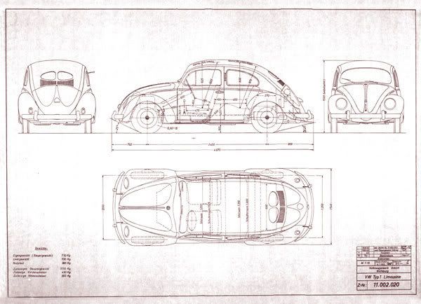 Recently I found this Porche drawing of a Volkswagen Beetle