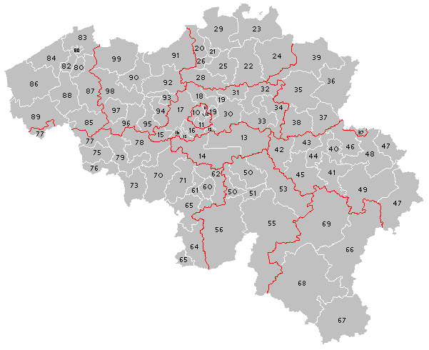 Belgium Map Postal Code 3985