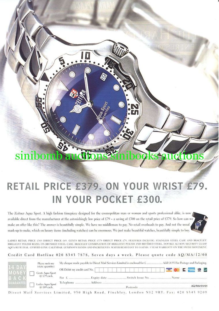Zeitner Aqua Sport Watch Original Magazine Advert 10451 on eBid United