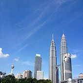 The morning: Petronas Towers with KL Tower in background.