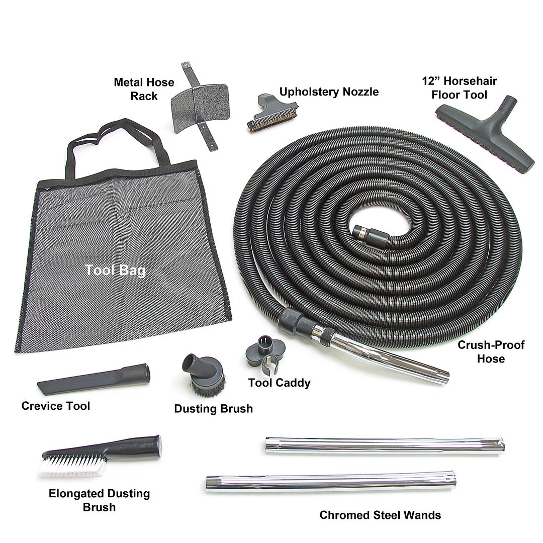 Deluxe Complete Central Vacuum Garage Car Care Kit 35' Foot Hose and Attachments eBay