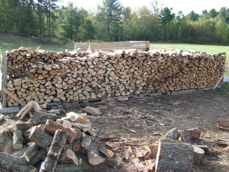 Stacking firewood on pallets outside Page 3