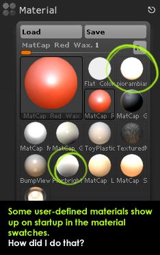 restoring materials to default zbrush