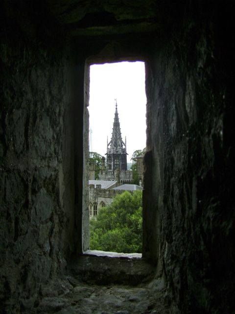One of the towers from the castle manor, seen through the deep-set window from the old Norman keep. photo 10574297_10154435957945023_2803240366890195754_n.jpg