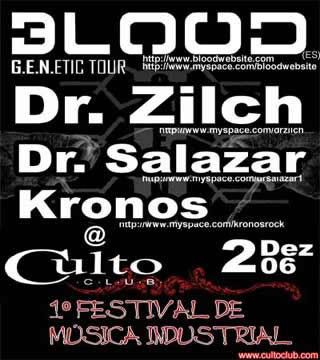 cartaz Dr. Zilch+Dr.Salazar+Kronos, Culto Club, 2Dez