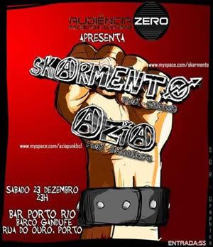 cartaz skarmento+azia, Bar Porto Rio, Barco Gandufe, 23Dec, 23h