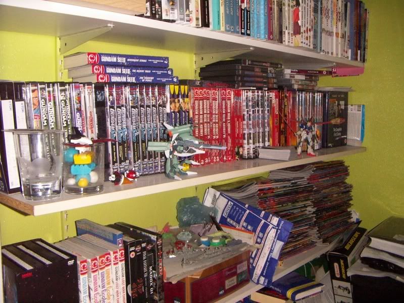 there are some other DVDs on this shelf, but theyre negligible compared to the POWER OF GUNDAM