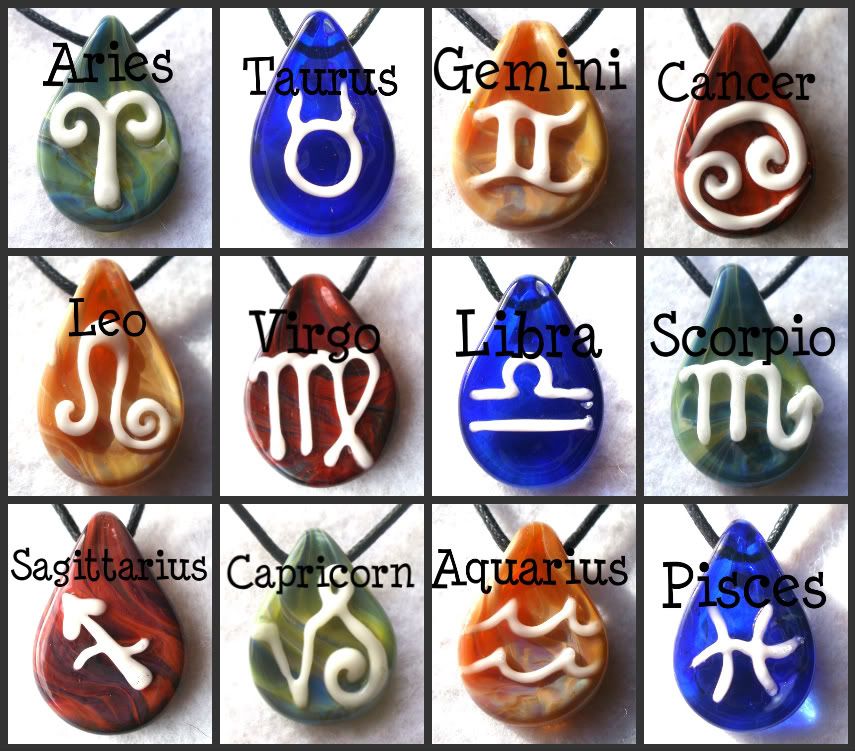 *NEW* from Family Tree Glass: "Zodiac" pendants!
