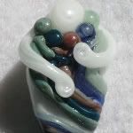 "Mother of 5" pendant: <br> Aqua Turquoise Earthy Cobalt & Sage on White