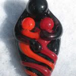 "Mother of 2" pendant: Vivid Orange & Bold Red on Onyx