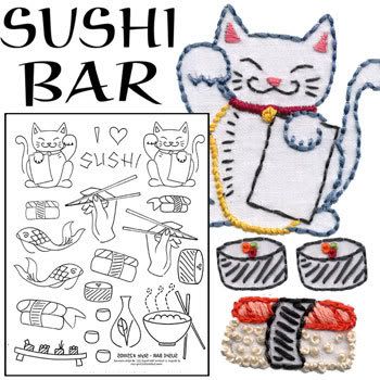 Sushi Bar Embroidery Pattern