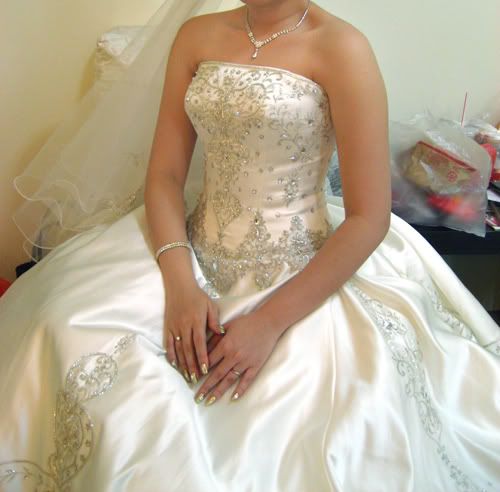 dupioni silk wedding gown