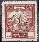 Trengganu sailing ship depicted in old stamp issued by Thai authorities.
