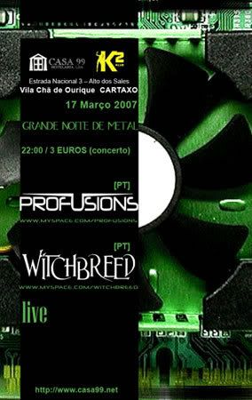 cartaz 17 de Março: Profusions + WitchBreed