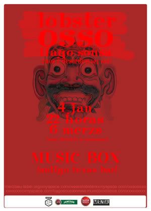 cartaz Lobster+Osso+Tiago Sousa, Music Box, Lx, 4Jan, 22h